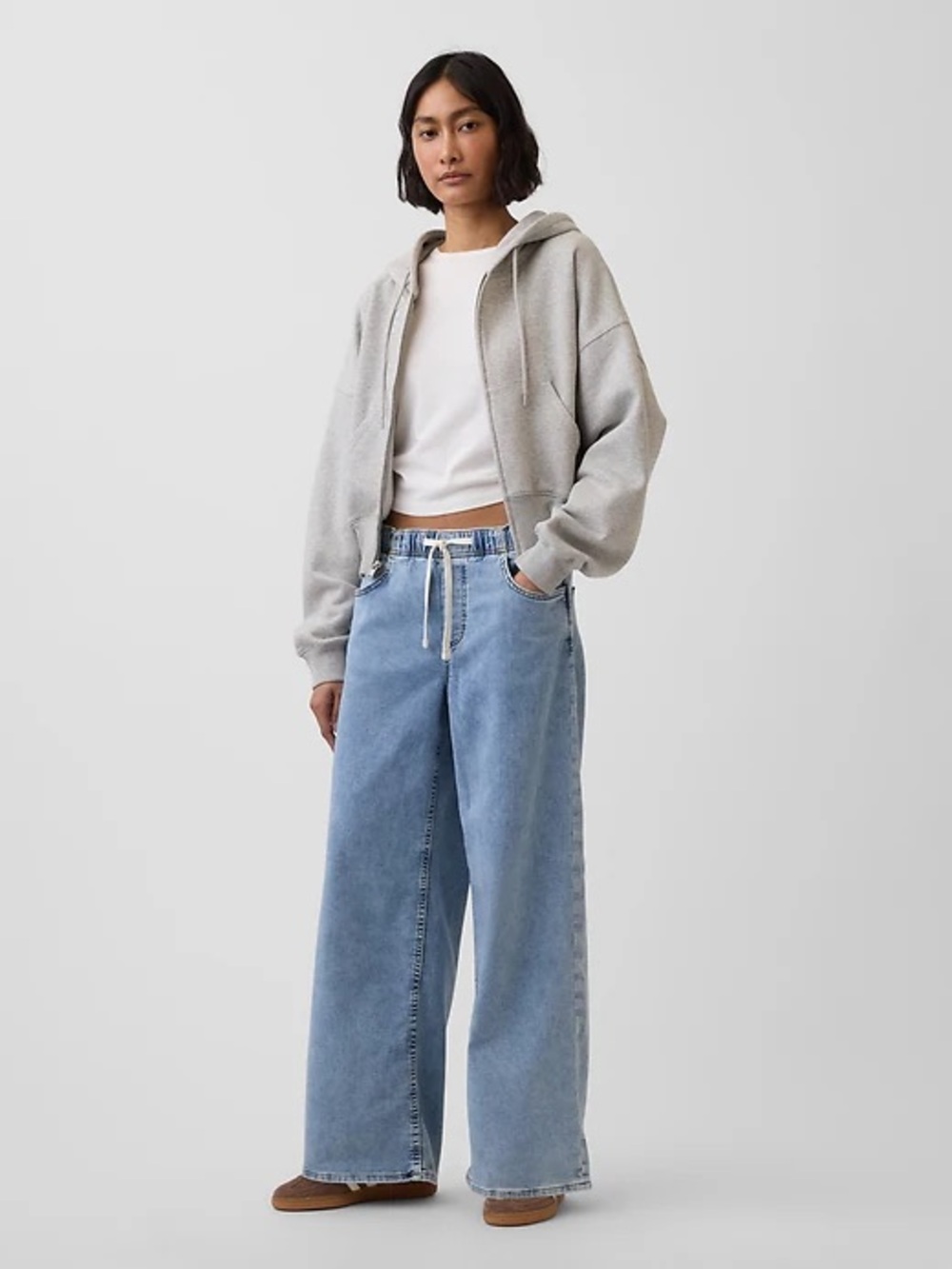 GAP Mid Rise Knit Easy Baggy Jeans large tall
